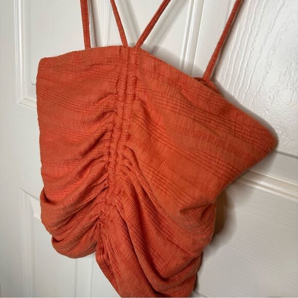 BNWT Anthropologie Pilcro Orange Ruched Ribbed Halter Cami Top Sz S Boho Preppy - Picture 5 of 11